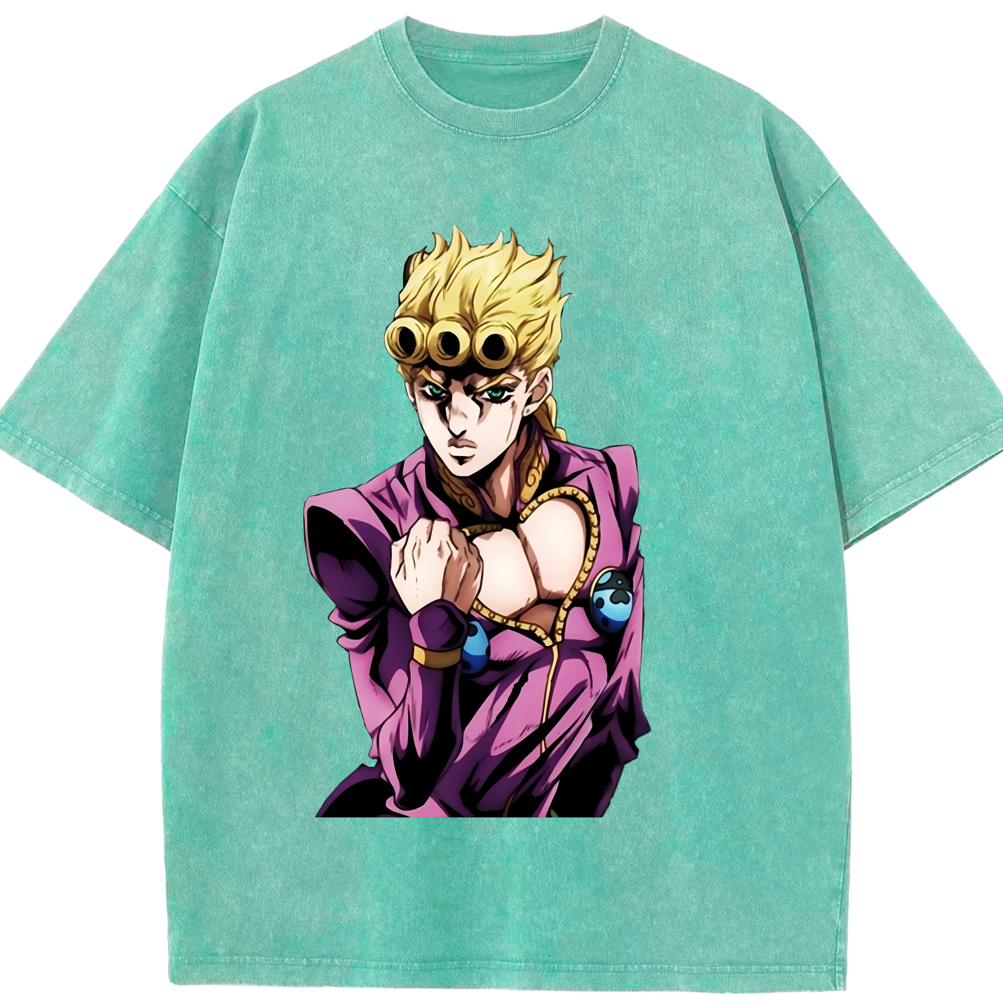 （画像用） ジョジョの奇妙な冒険 ジョルノ?ジョバァーナ JoJo's Bizarre Adventure Giorno Giovanna 綿100% ヴィンテージ風 半袖Tシャツ（フロントプリント）